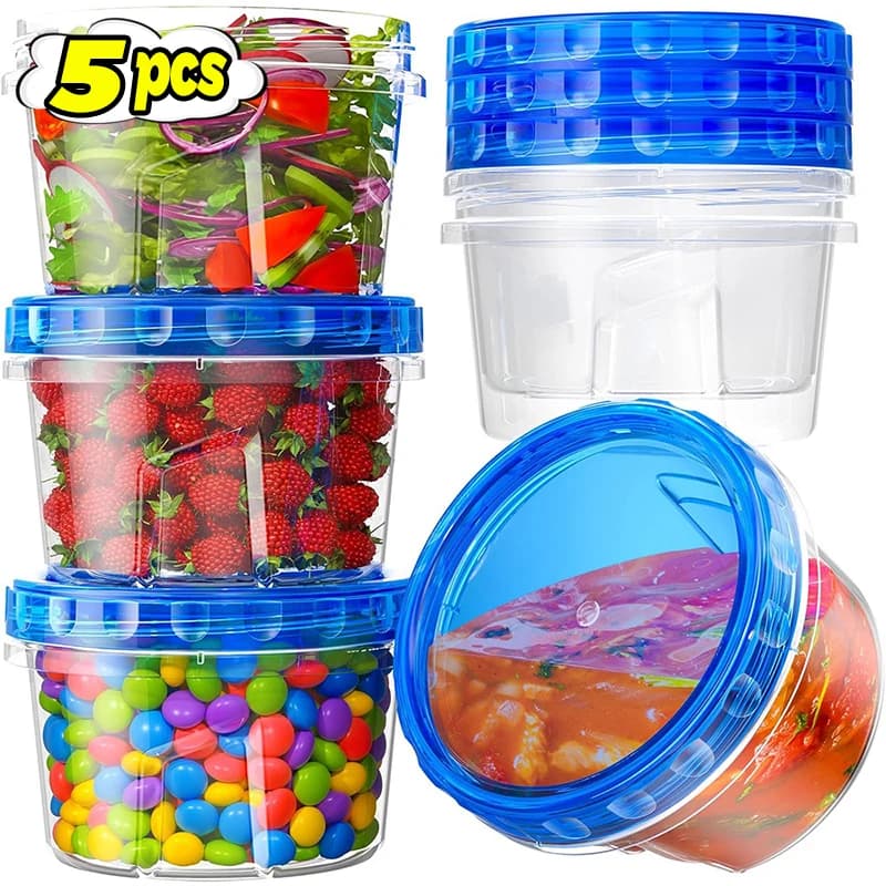 Scatola per il pranzo con zuppa a prova di perdite 500ml Congelatore per microonde Contenitori sicuri per alimenti in plastica per alimenti con coperchi per ufficio, viaggio, scuola