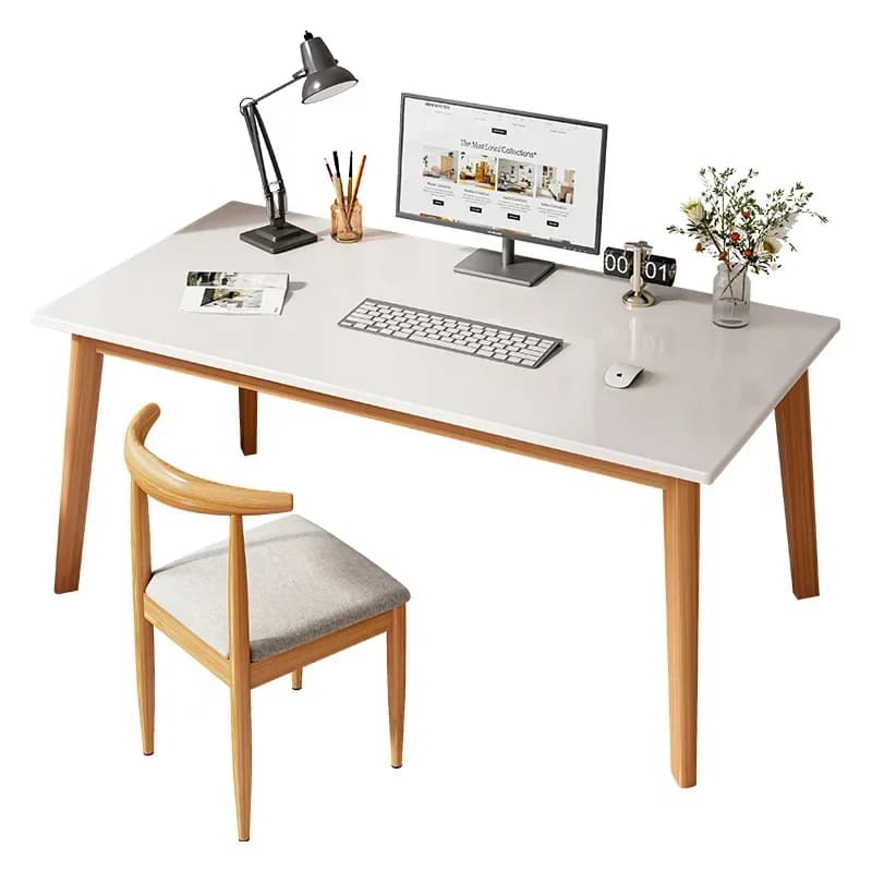 Durevole Scrivania semplice Gambe in legno massello Tavolo da studio per studenti Ufficio semplice Scrivania per computer desktop domestico Sedia Tavolo da scrittura per camera da letto