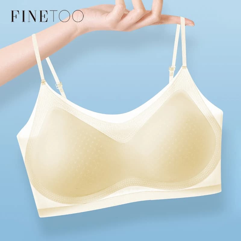 M-4XL Ultra-thin Seamless Bras Women's Ice Silk Breathable Wireless Vest Tops Girl Sexy Push Up Gathered Padded Bralette Summer