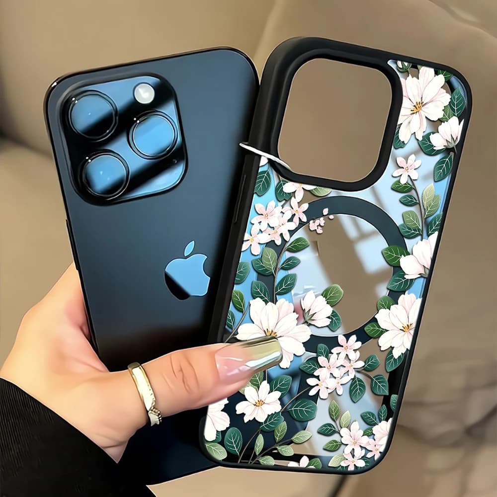 Elegant Garden Bloom Clear Mirror Phone Case For iphone 17 14 15 16 13 12 Pro Max 14 15 16 Plus 17 15 14 Pro Air SIlicone Cover