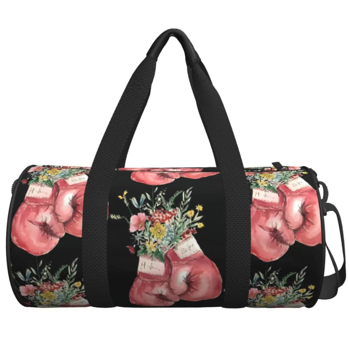 Gym Bag Red Boxing Gloves with Flowers Sports Bag Gym Accessories Printed Men's Bag Oxford Fun Travel Fitness Bag