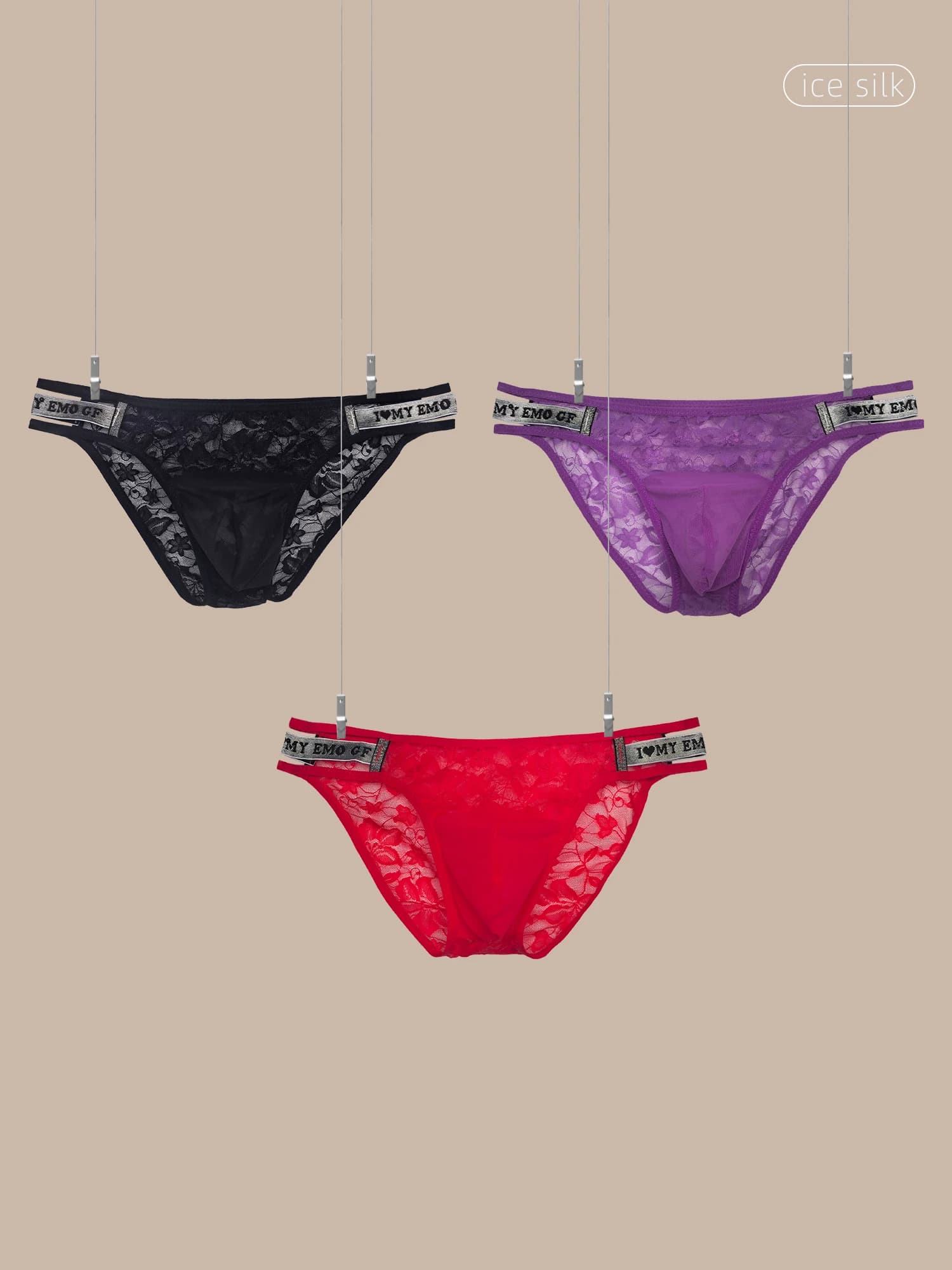 Slip da uomo in pizzo sottile, a vita bassa, traspirante, confortevole, senza cuciture, sexy, in rete, per uso quotidiano e sportivo.