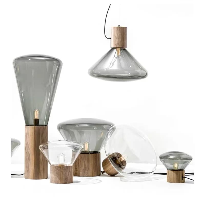 Decorazione, lampada da scrivania, soggiorno, camera da letto, stanza modello, sala espositiva, semplice, postmoderna, lampada in vetro