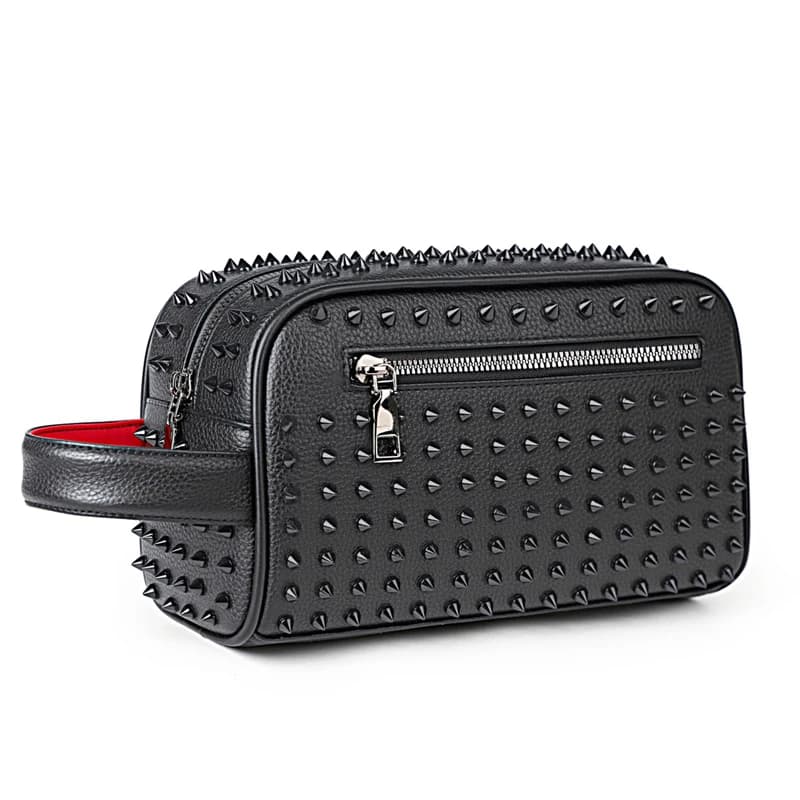 Fashionable Rivet Design Pouch High Quality PU Leather Men's Bag Men's Waist Strap Style Cyberpunk Men's Wallet Top Handie