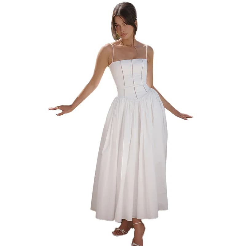 Estate 2025 Nuova gonna anca, vento fresco Cinghie di pizzo cavo Un abito con bretelle a pendolo Donna Cw72356
