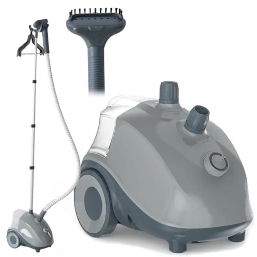 Vaporizzatore per Vestiti Verticale 1500W, Potente Stiratore a Vapore con Ruote, Serbatoio d'Acqua da 1,7L per 55 Minuti di Funzionamento Continuo