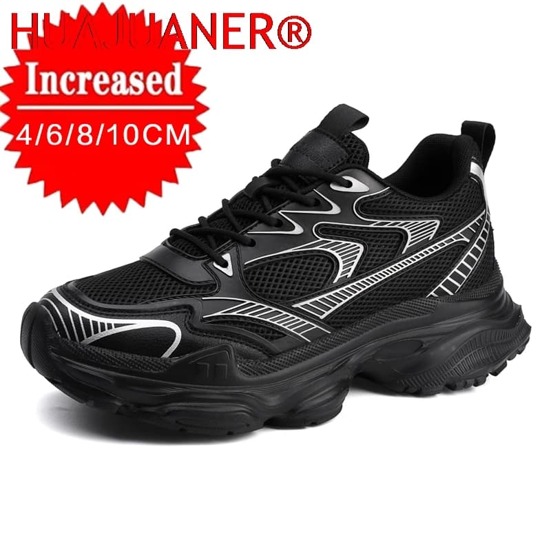 Fashion White Sneakers Hidden Heels Heightening Walking Work Shoes For Men 4/6/8CM Summer Casual Sports Breathable Taller Shoes