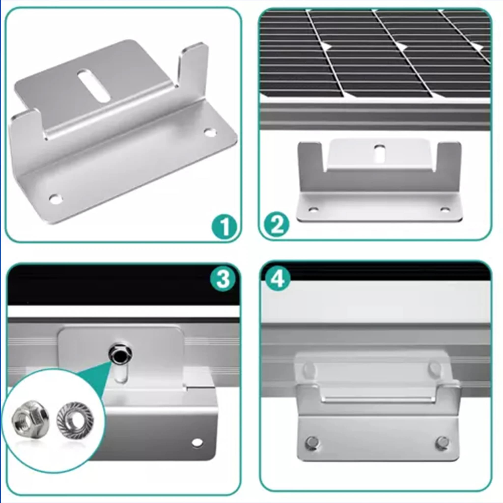 RVPOZWER 32Pcs/Set Solar Panel Mounting Bracket Accessories Lightweight Aluminum For Roofs Backyards Off-Grid Applications