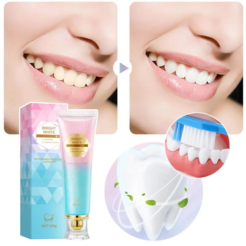 Dentifricio sbiancante al niacinamide Sbianca intensiva i denti Protegge l'esmalto Rimuove le macchie e rinfresca l'alito Igiene orale quotidiana