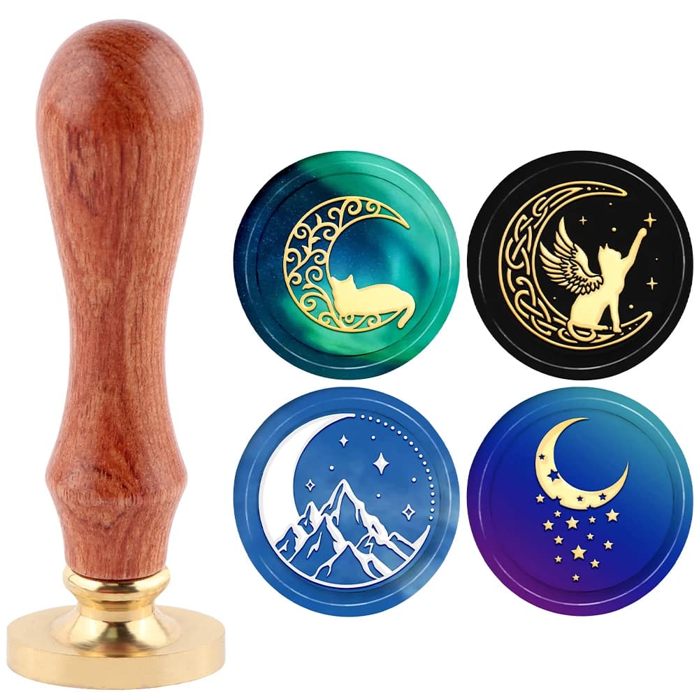 Cat Wax Seal Stamp Set Craft Supplies Scrapbooking Christmas 1 Removable Brass Stamp Head And 1 Rosewood Handle for Decoration