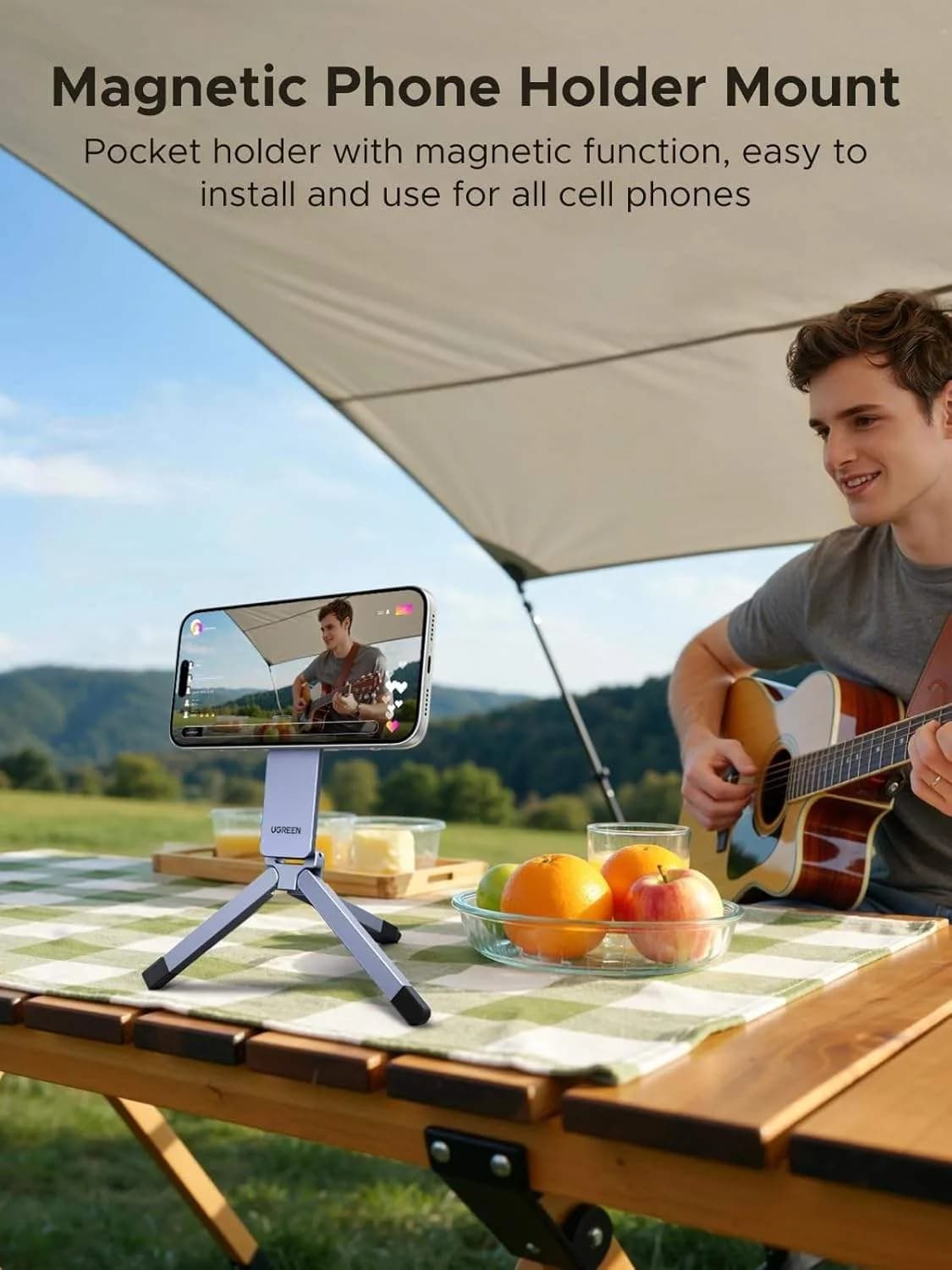 UGREEN Magnetic Selfie Phone Holder Stand Portable Pocket Phone Tripod Travel Essentials Flexible Hands-Free Phone Mount Stand