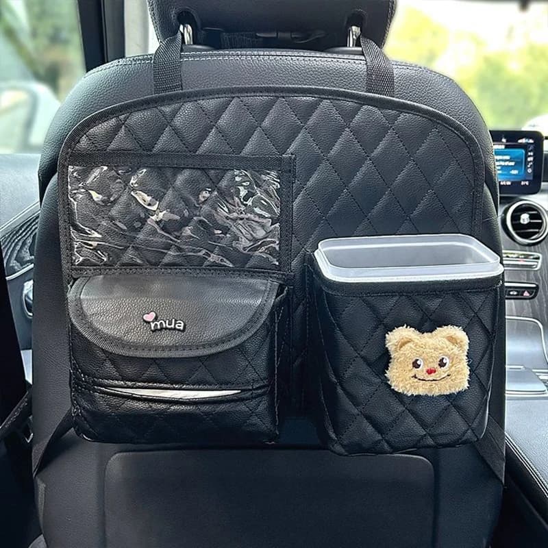Tasca portaoggetti per schienale seggiolino auto Accessori per auto simpatico cartone animato Contenitore due in uno in ecopelle Borsa organizer per sedile posteriore automatico Nuovi regali per auto