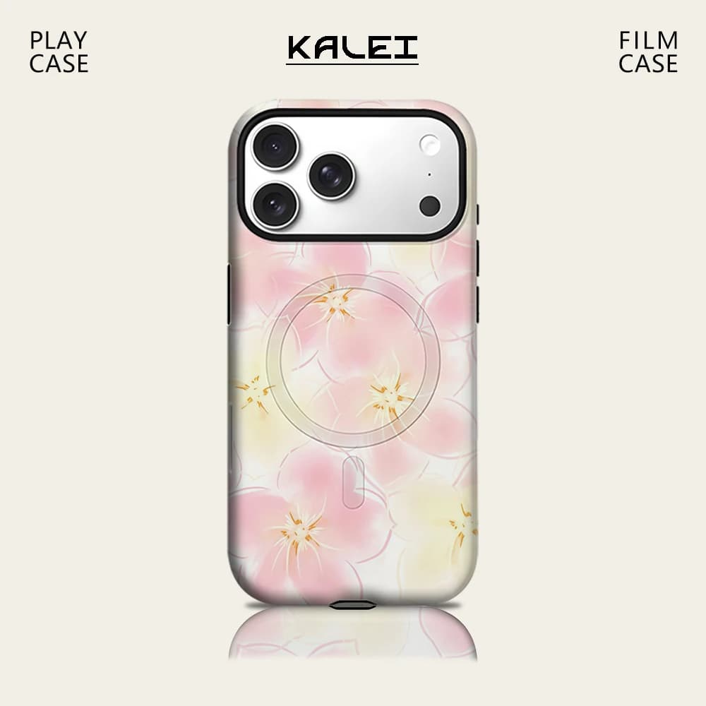 Custodia per telefono Blush Floral per iPhone 17 16 15 14 13 Pro Max Plus, custodia rigida magnetica a strato singolo/doppio