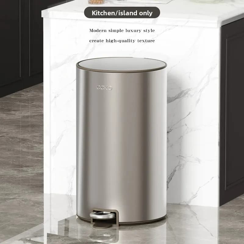 Cestino per Rifiuti in Acciaio Inox per Cucina, Lussuoso Bidone a Pedale con Coperchio per Soggiorno e Bagno, Moderno Contenitore per Spazzatura