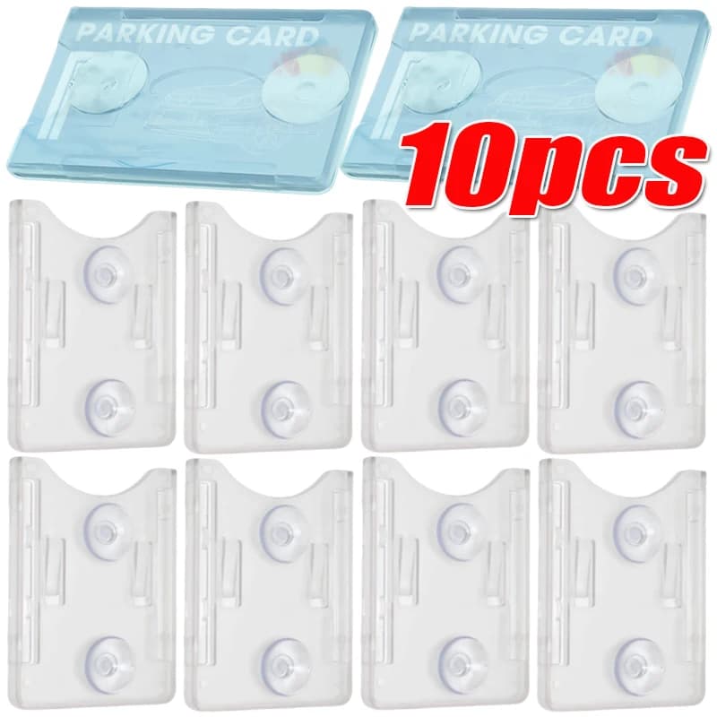1-10 pezzi Parabrezza per auto Parcheggio ID Porta carte protettivo trasparente Porta carte automatiche Biglietti Clip a ventosa Clip di fissaggio