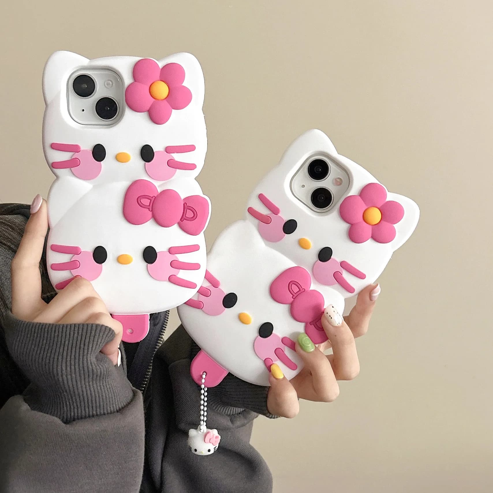 Custodia Morbida in Silicone 3D Hello Kitty per iPhone 17 Pro Max 16 15 14 Plus 13 Mini 12 11 7 8 4 4S 5 5S X XR SE