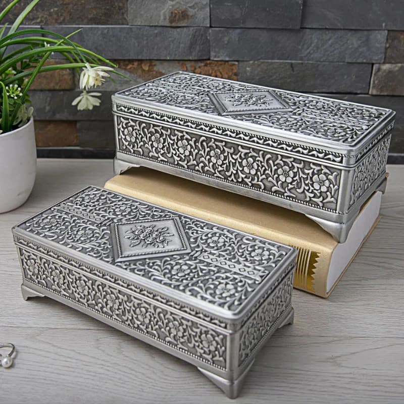 European Retro Rectangular Jewelry Box. Home Countertop Storage Box. Exquisite Wedding Jewelry Box Necklace Storage