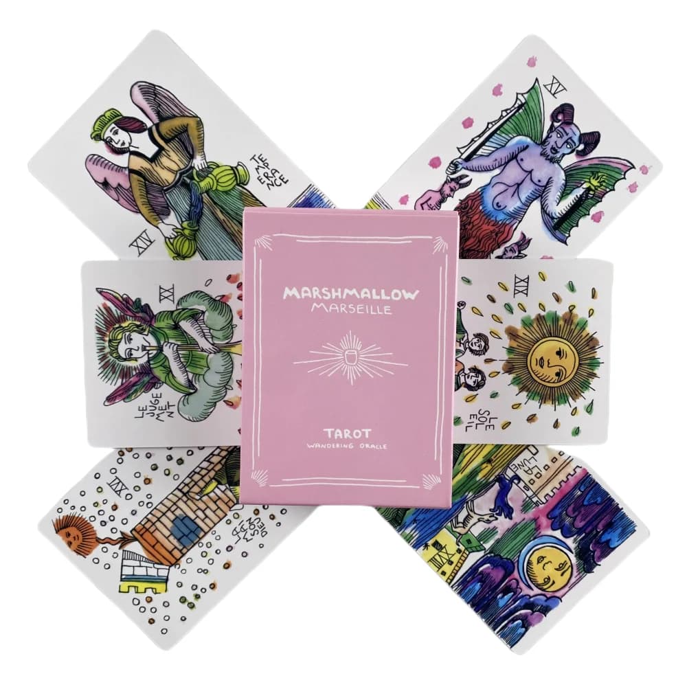 Mazzo di Carte dei Tarocchi di Marsiglia Marshmallow, Gioco da Tavolo per Intrattenimento e Divertimento, Carte Oracolo per Previsioni e Divinazione