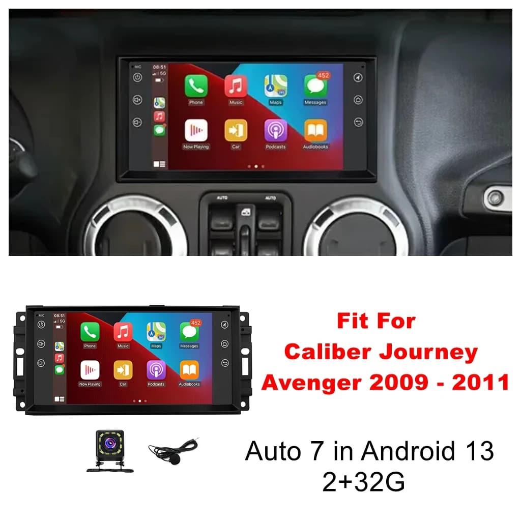 Touchscreen IPS da 7'' universale per Chrysler per Jeep 2+32G Stereo per auto con Carplay Android Auto WiFi GPS Mirror Link Bluetooth