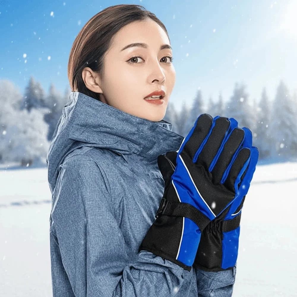Guanti da sci anti-freddo in cotone PP Guanti antispruzzo morbidi unisex antivento Guanti da dito ispessiti scaldini anti-smarrimento da uomo