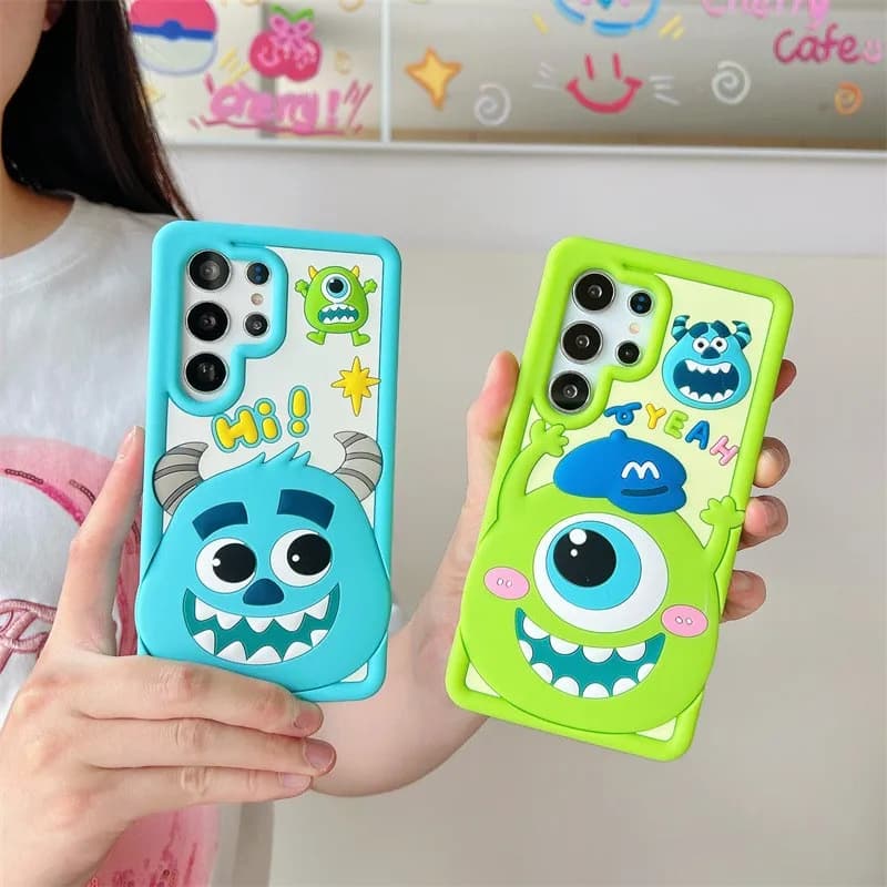 Cover 3D Monster Inc per Samsung Galaxy S21 S23 S24 S25 Ultra FE A15 A16 A32 A35 A51 A52 A53 A54 A55 in Silicone Morbido con Design Cartoon