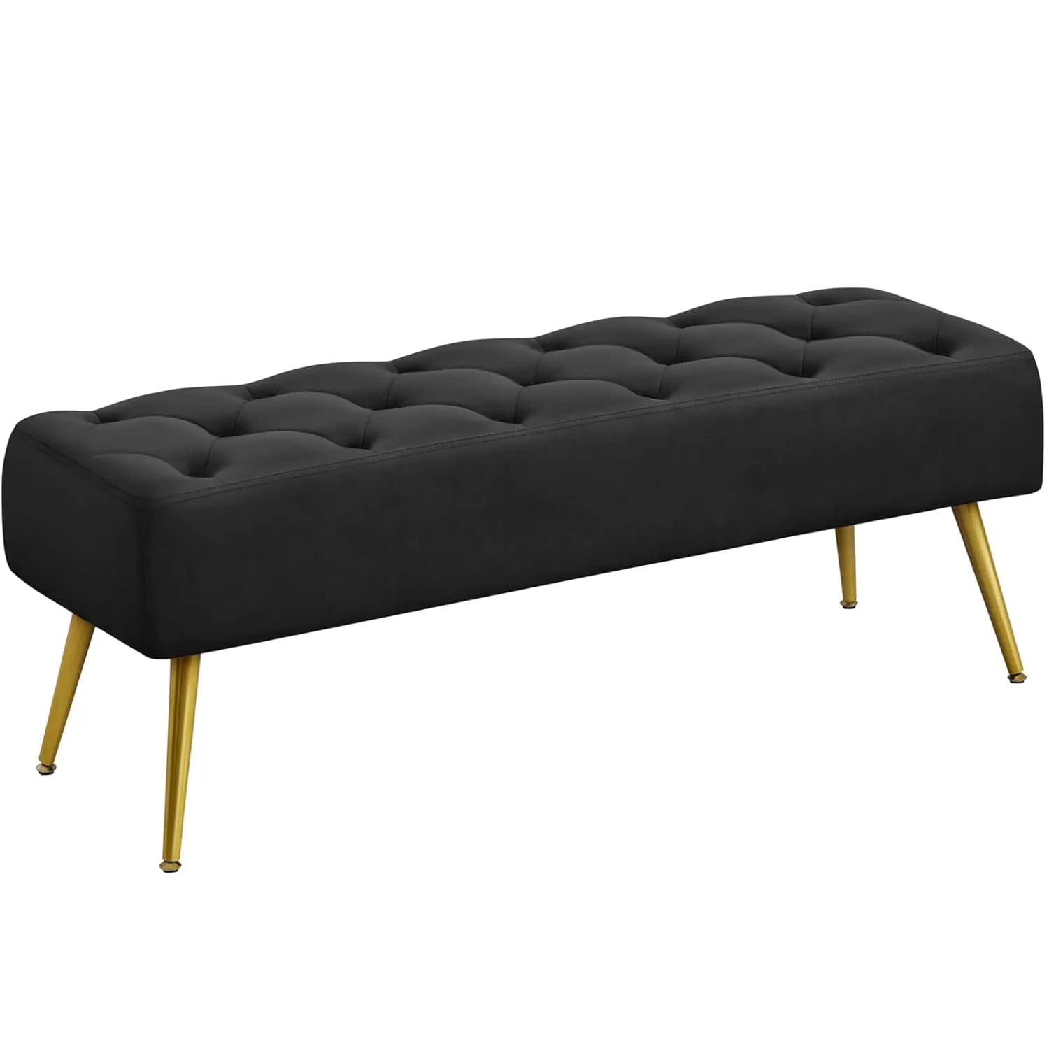 45" Black Ottomans, Velvet End of Bed Bench, Ottoman Foot Rest with Gold Legs for Living Room, Bedroom,, Customized