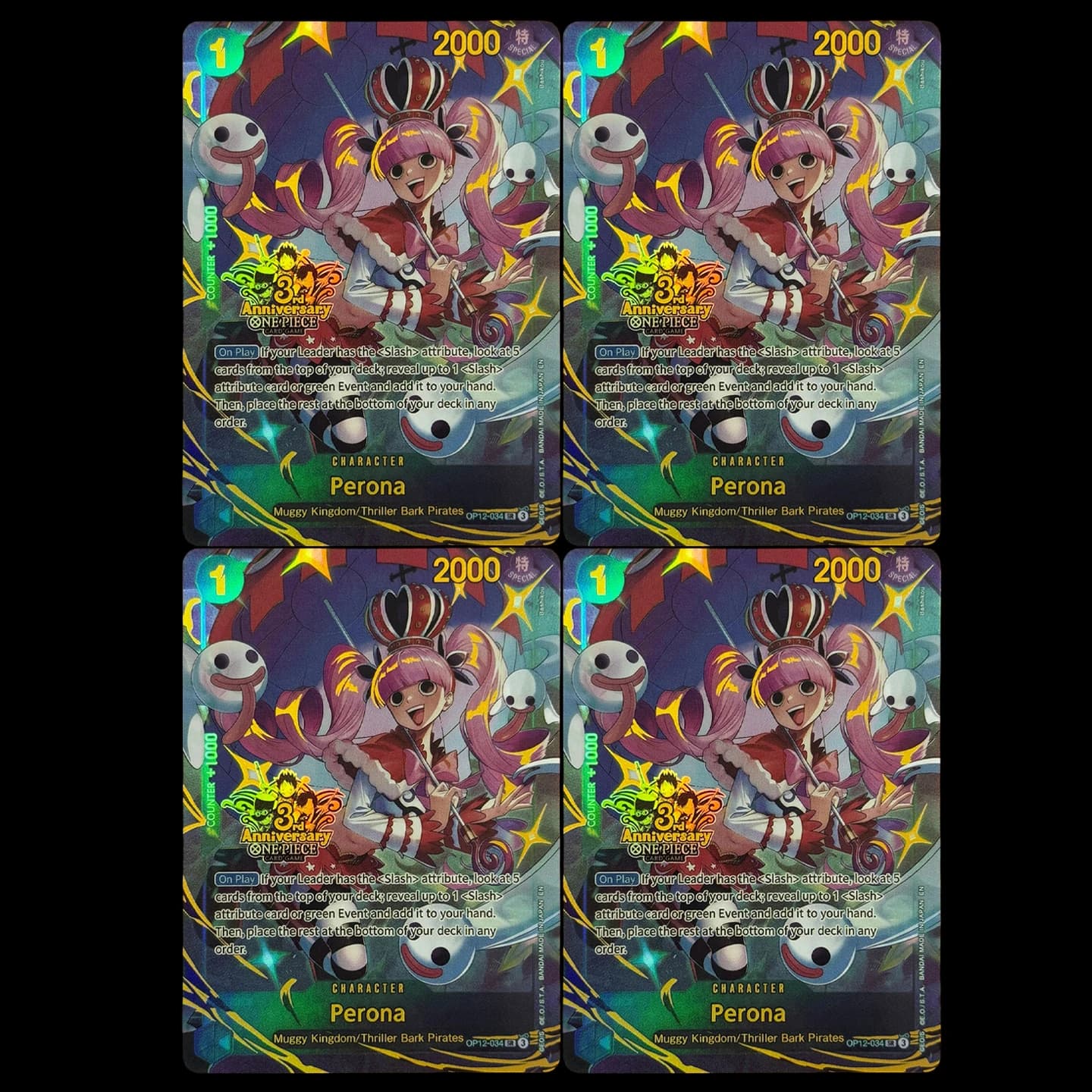 One Piece TCG OPCG English Perona SR Collection Card Promotional Card 3rd Anniversary Set OP12-034 Foil Card