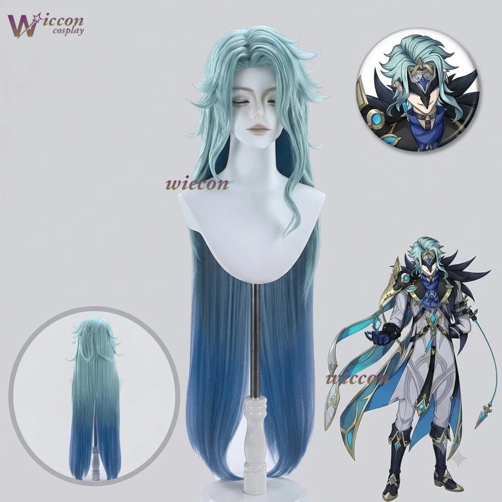 Game Genshin Impact Adult Men 110cm Long Hair Il Dottore Cosplay Wig Doctor Heavenly Principles Hair High Quality