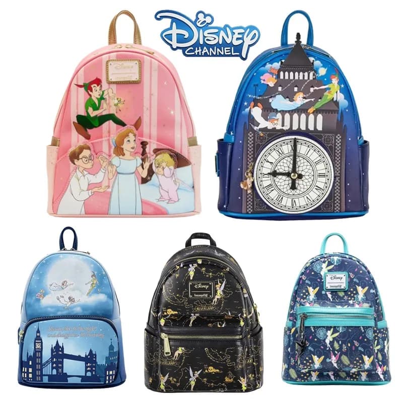 Loungefly Disney Peter Pan Second Star Glow ,Glow Clock ,You Can Fly 70th Anniversary Teal Mini Womens Double Strap Backpack
