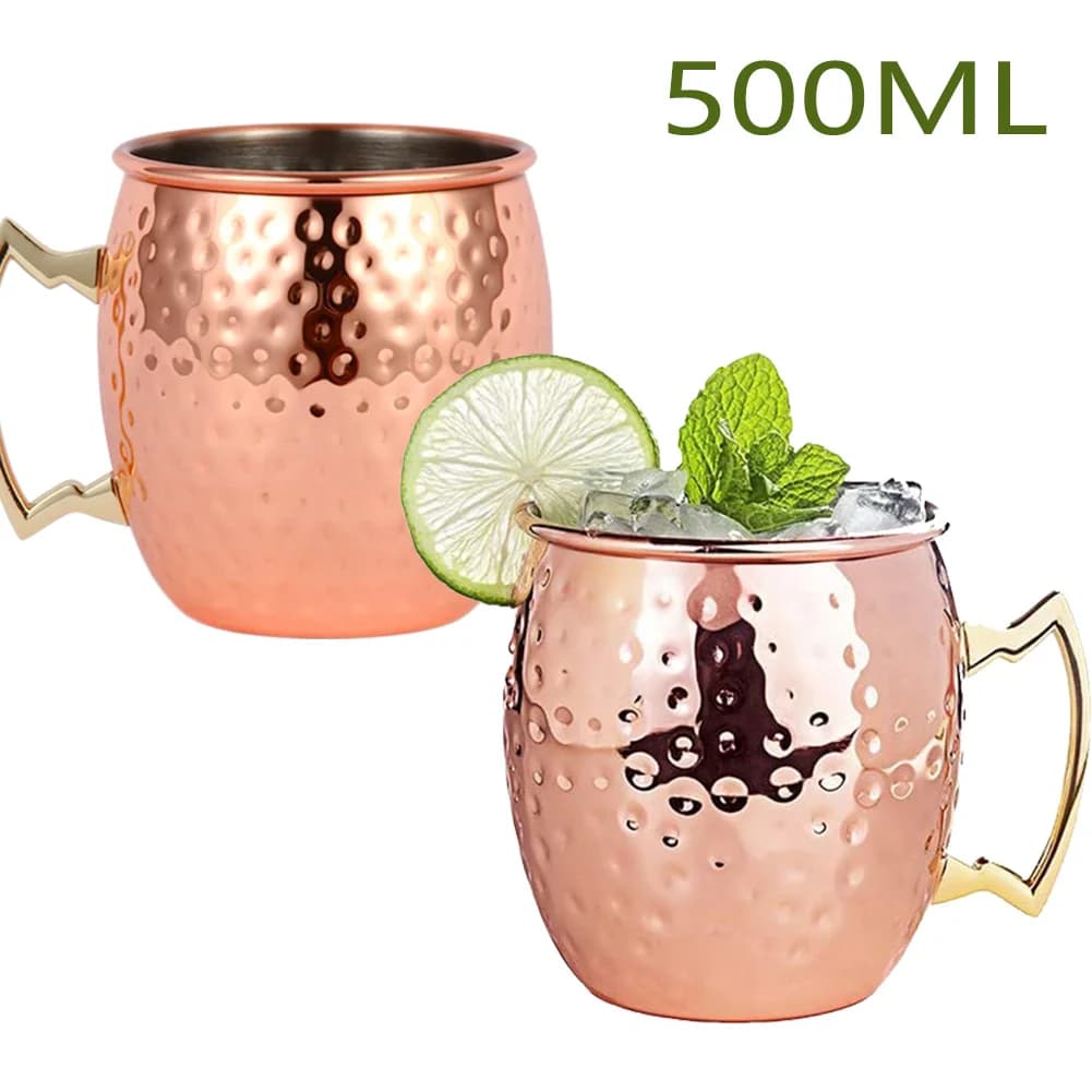 500ml Moscow Mule Copper Mugs Food Grade tazza di birra in acciaio inossidabile Cocktail Wine Cup Champagne Party Bar Drinkware Tools