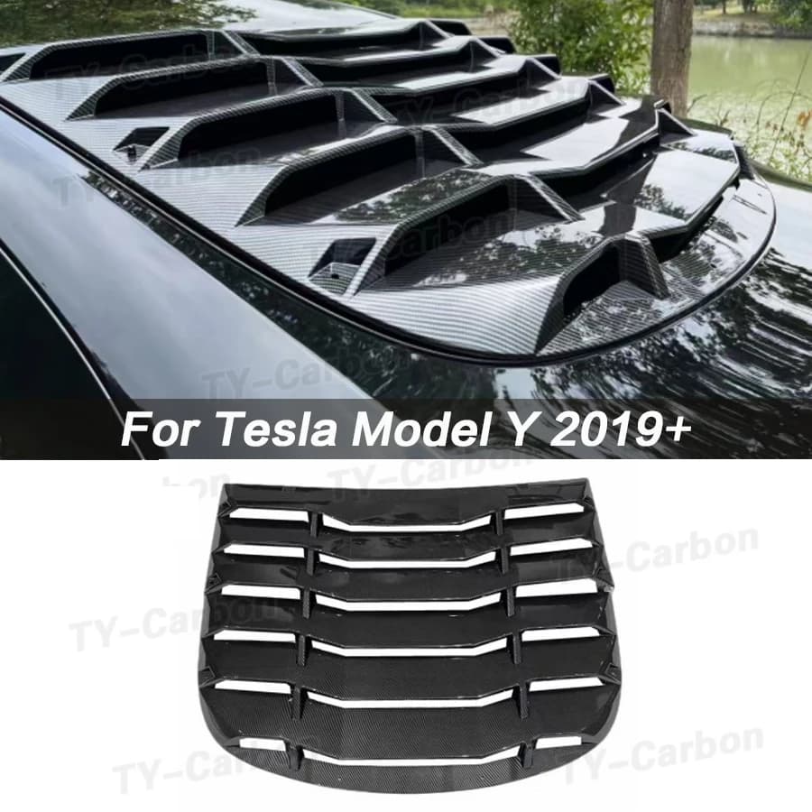 Pariglia lunotto posteriore per Tesla Model Y 2019+ Uscita aria automatica Otturatore Grill Decorazioni per telaio auto Custodia ABS Nero Carbon Look