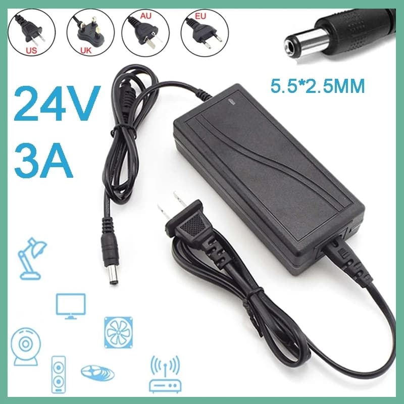 24V 3A 3000ma CCTV Camera Power Supply AC DC Adapter Converter Charger 110-240V Switching Power Supplies for LED Strip Light E3
