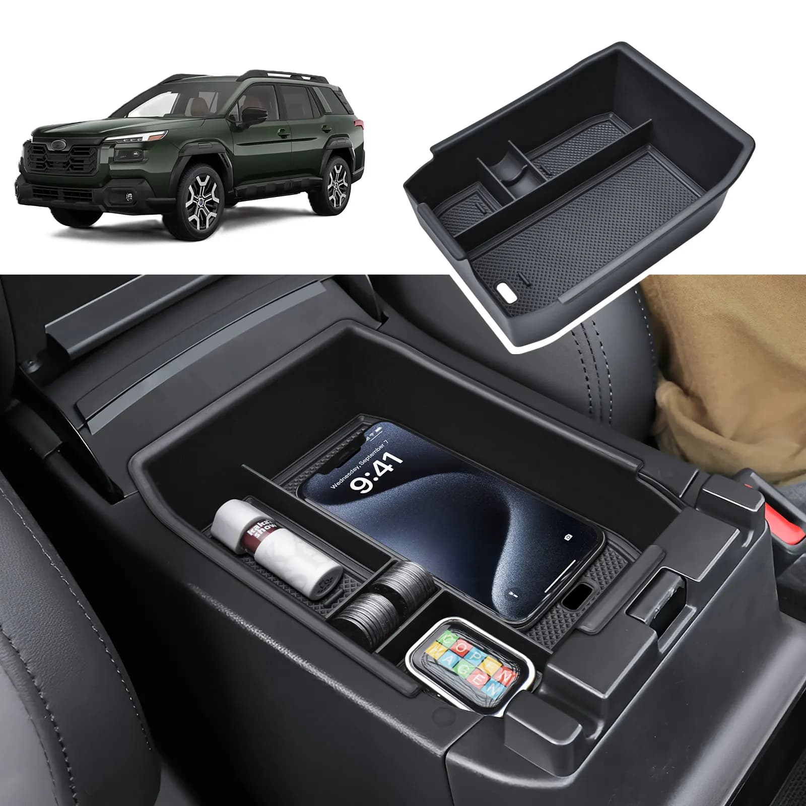 Organizer per Bracciolo e Console Centrale per Subaru Outback 2026, Vano Portaoggetti Secondario Interno, Accessori per Auto