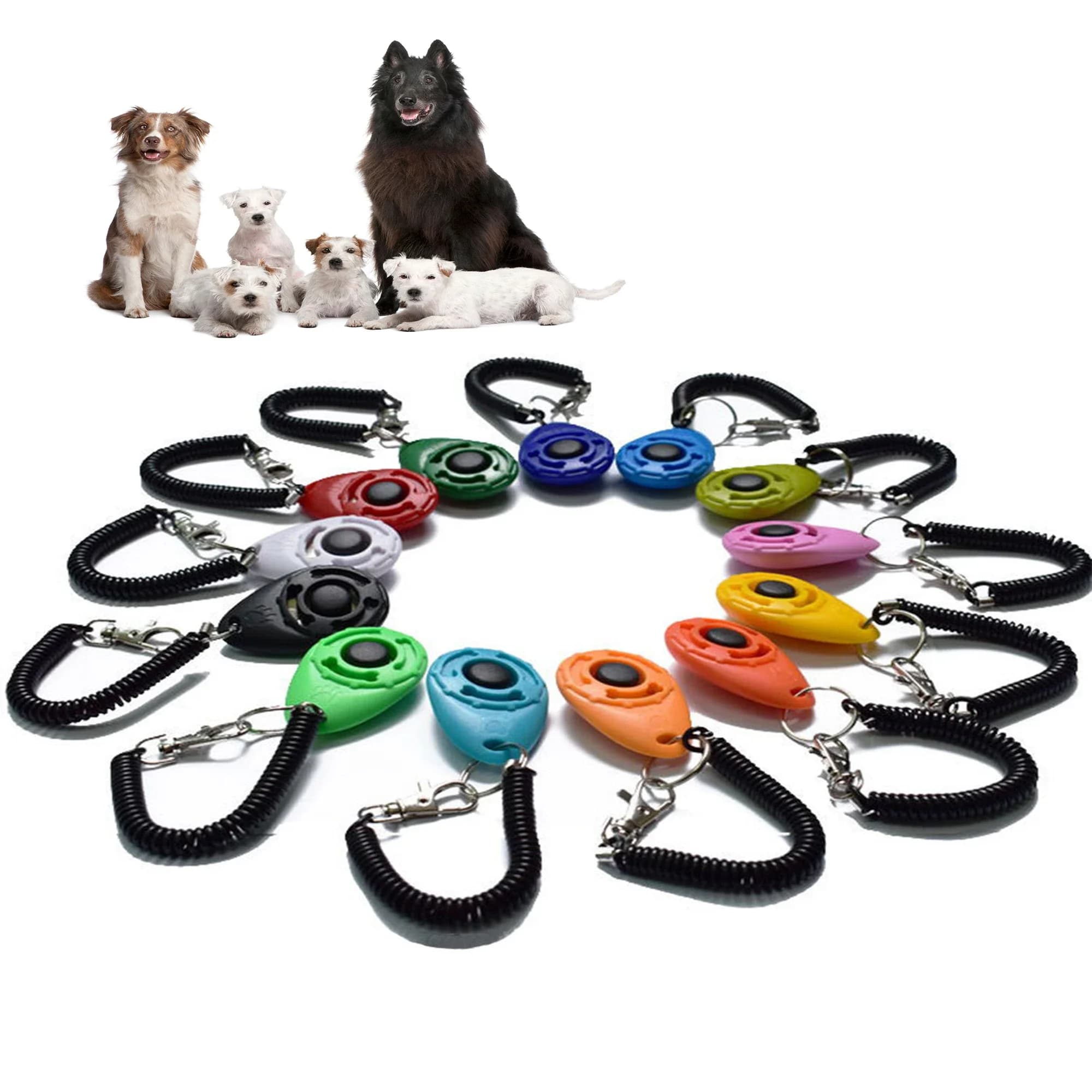 Clicker per Addestramento Cani, Nuovo Strumento di Addestramento per Cani e Gatti, con Cinturino da Polso Regolabile e Portachiavi Sonoro