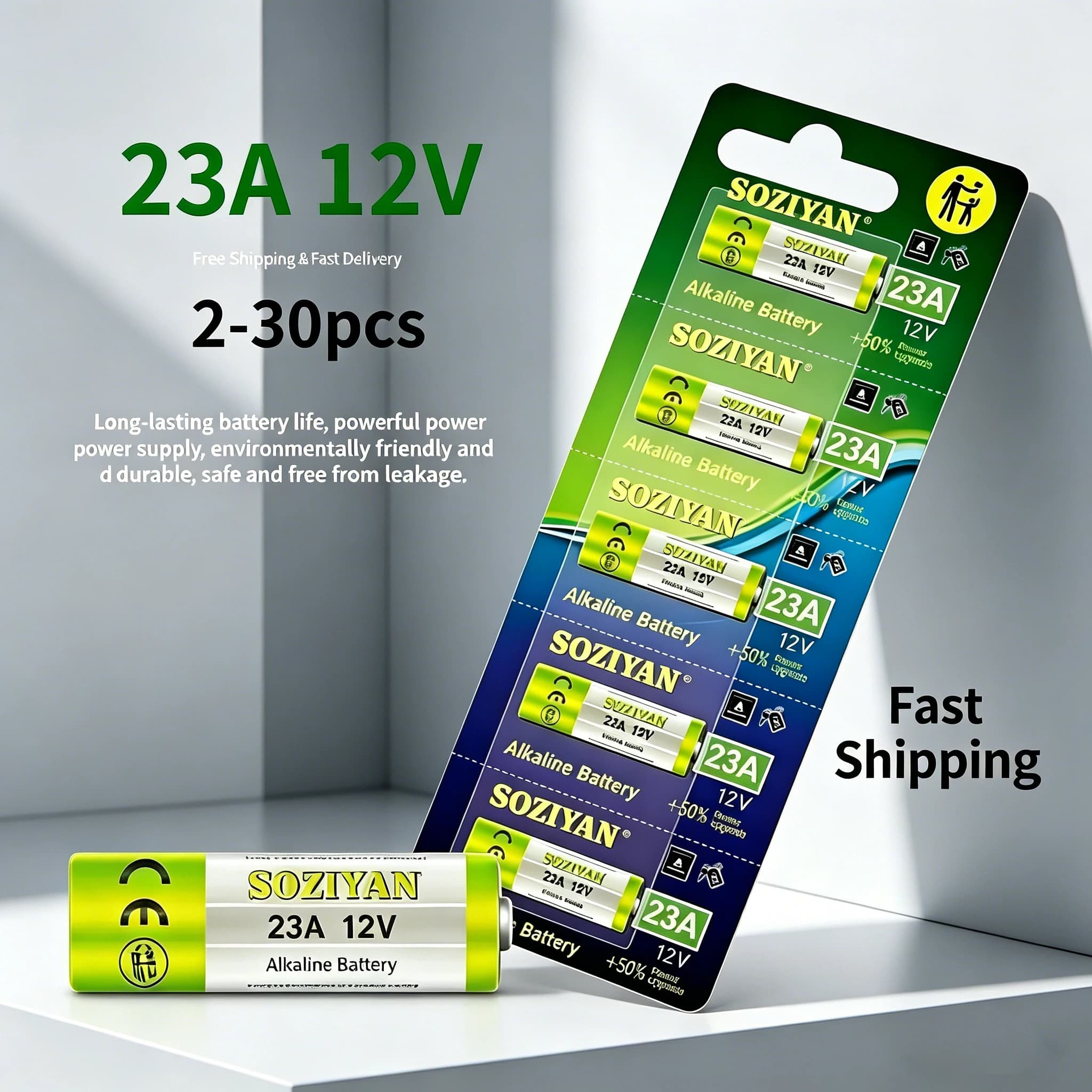Batteria alcalina 12V 23A A23 MN21 E23A V23GA di ricambio per campanello, allarme per porta garage, telecomando auto