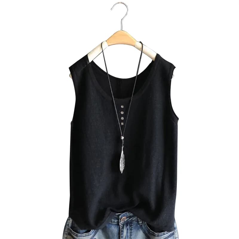 Gilet da donna taglie forti, estivo, tinta unita, sottile, casual, che copre la pancia, modellante, intimo/abbigliamento esterno, top girocollo - Grande successo!