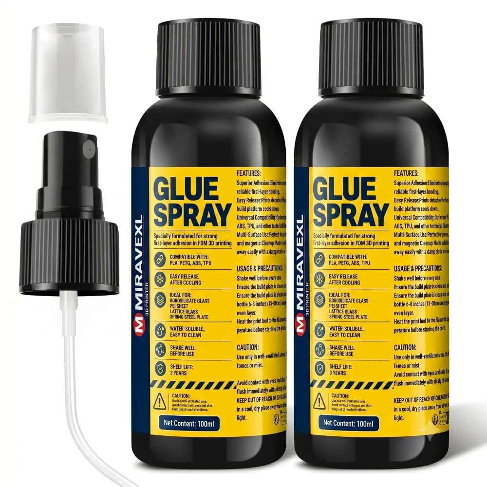Spray Adesivo per Stampante 3D, Colla Forte per Filamenti PLA ABS ASA PETG, Riduce l'Allargamento, Senza Residui, Facile da Rimuovere, 100ml