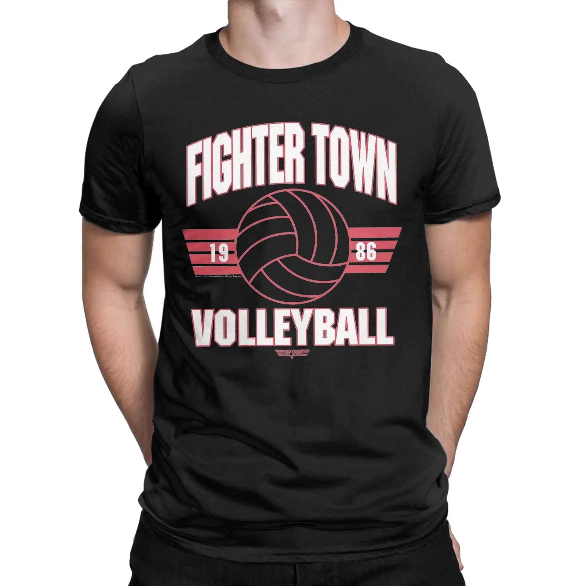 Top Gun Fighter Town Volleyball 1986 T-shirt unisex in cotone, magliette casual con girocollo a maniche corte