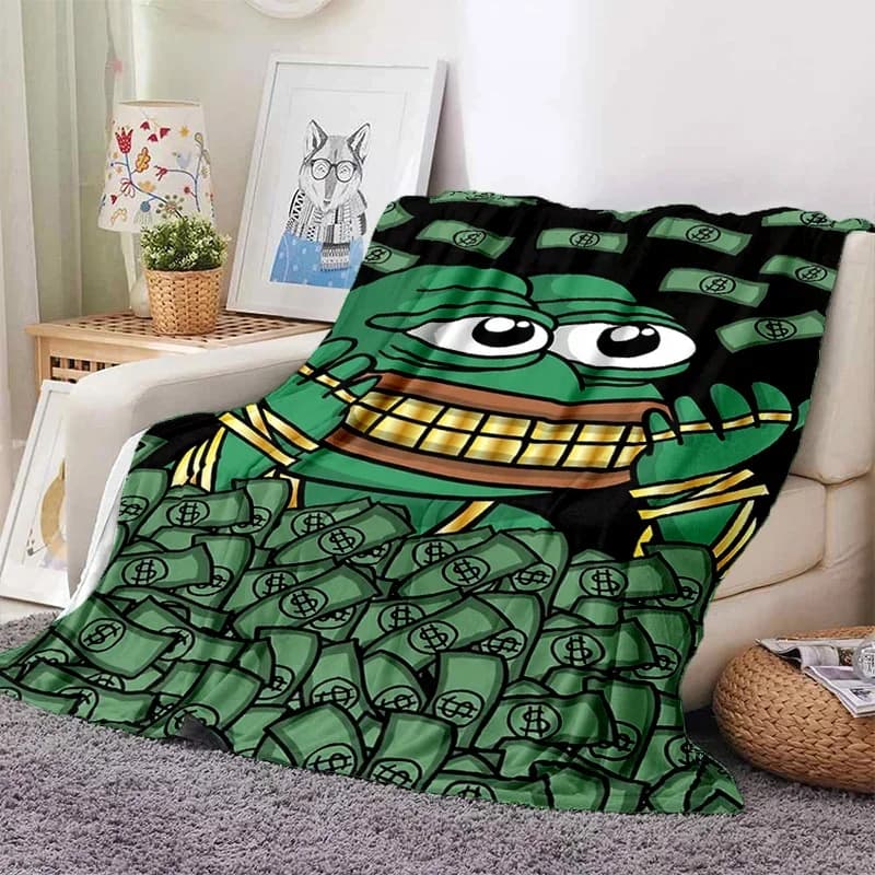 Cartoon Pepe The Frog Face HD coperta di flanella morbida per letti divano camera da letto Picnic, coperta da tiro per copertura regalo pisolino per il tempo libero all'aperto