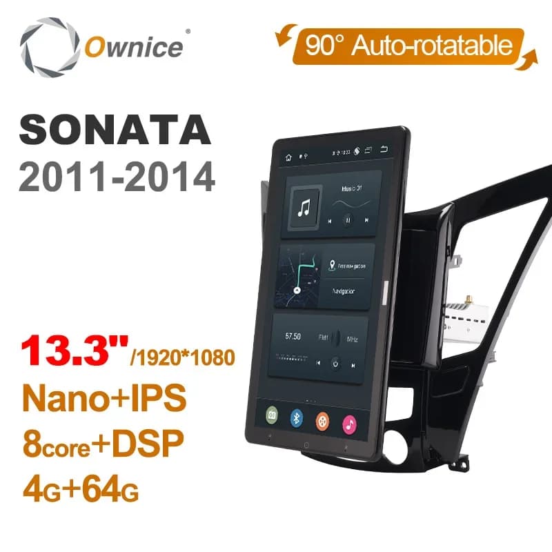Stile PX6 13.3 "Android 10.0 Lettore DVD per auto Girevole automatico di navigazione GPS Audio stereo per Hyundai Sonata 2011-2014 Radio