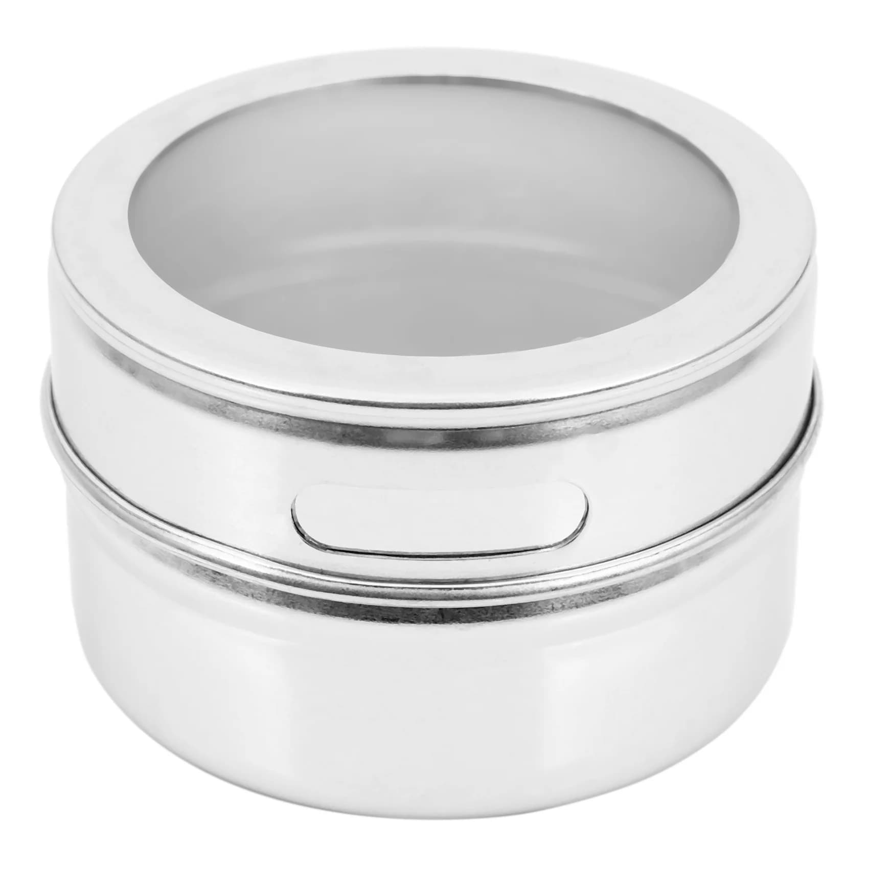 ABMH-12 Pz/set Coperchio Trasparente Barattolo di Spezie Magnetico Contenitore di Salsa di Spezie in Acciaio Inox Pentole Porta Condimenti da Cucina
