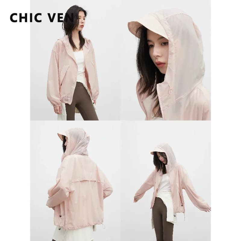 CHIC VEN Giacche da Donna Casual Larghe a Maniche Lunghe UPF50+ Abbigliamento Protettivo dal Sole Fresco Resistente ai Raggi UV Sottile Cappotto Femminile Primavera Estate 2026