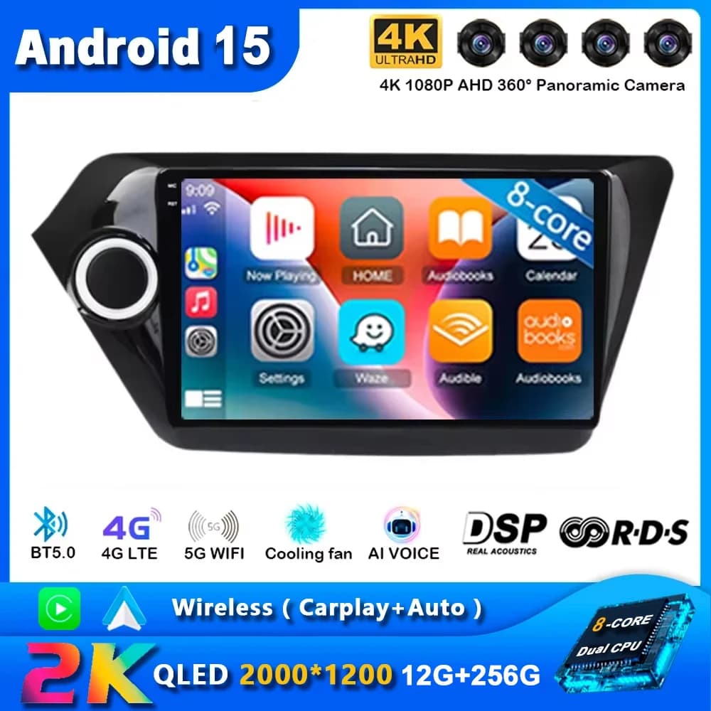 9 pollici Android 15 Per KIA RIO 3 2011 2012 - 2016 Auto Multimedia Video Autoradio Lettore di Navigazione GPS WiFi BT Wireless Carplay