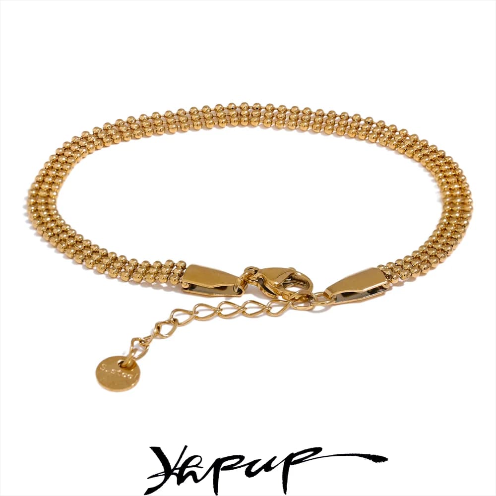 Yhpup Exquisite Stainless Steel Chain Wide Bracelet Bangle Waterproof Light Metal Fashion Women Chic Wrist Jewelry Men Gift