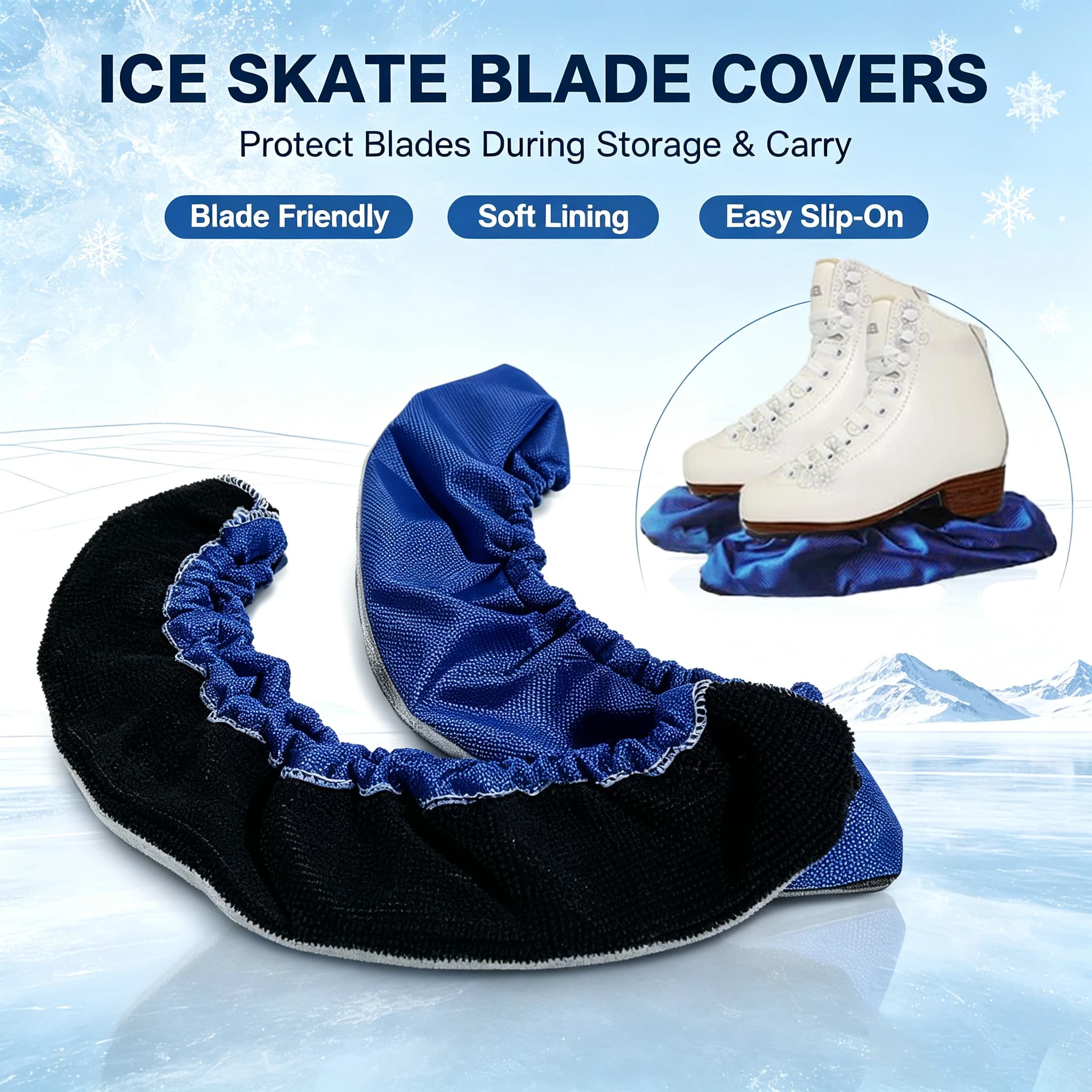 Oxford Figure Skate Blade Cover Microfiber Towel Water Absorbent Ice Skate Blade Protective Blade Guard For Figure Skating Shoes
