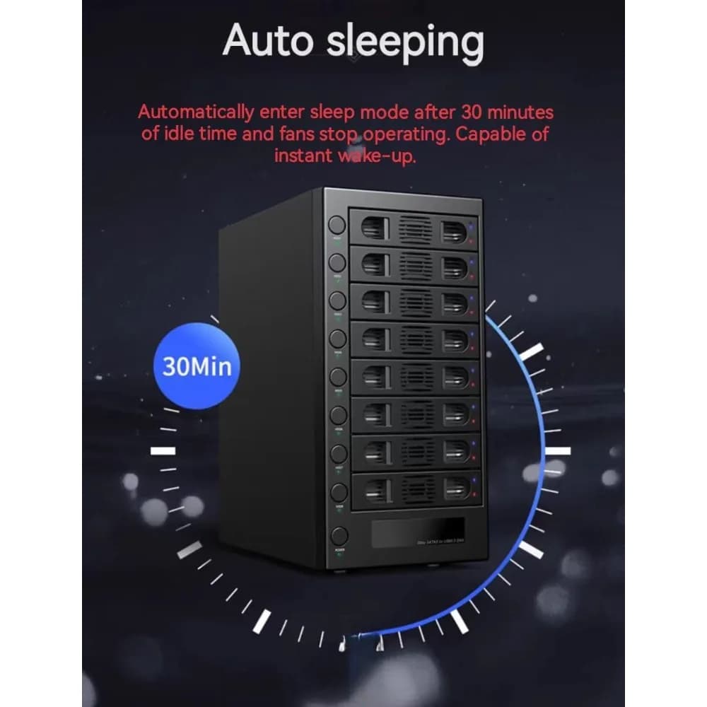 Box di Archiviazione Esterno USB 3.0 a 8 Bay per HDD e SSD SATA
