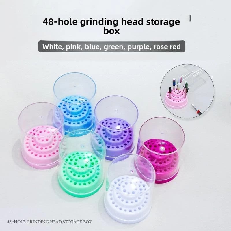 1PC Simple 48 Holes Professional Nail Art Drill Bit Holder Exhibition Stand Displayer Manicure Tool Acrylic Cover Box