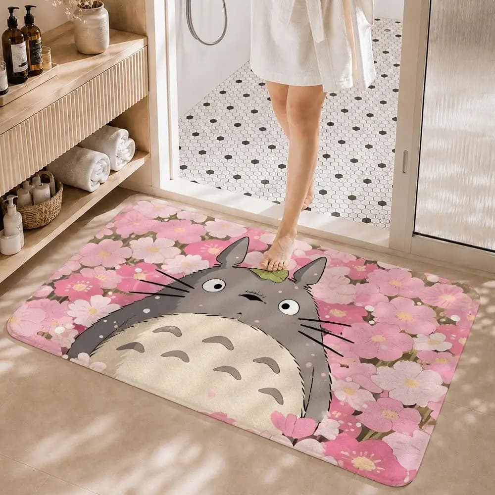 CARTOON Character T-TotoroS Floor Mat Non-Slip Absorbent Floor Mat Decorative Rug for Home Bathroom Bedroom Entryway