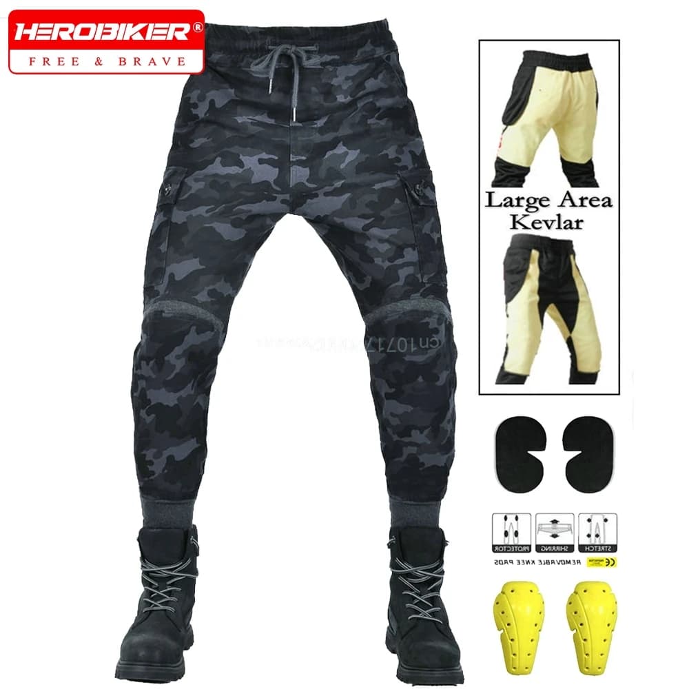 Jeans da Moto, Pantaloni da Motociclista per Uomo, Pantaloni con Grandi Tasche per Ciclismo All'aperto