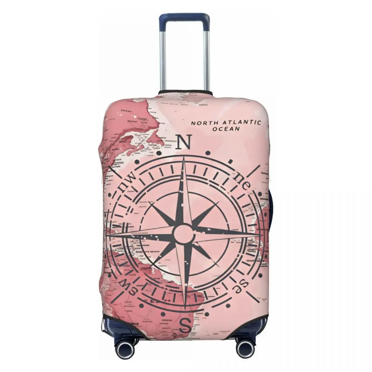 World Map Vintage Compass Silhouette Wallpaper Suitcase Cover Cruise Trip Flight Practical Luggage Supplies Protector